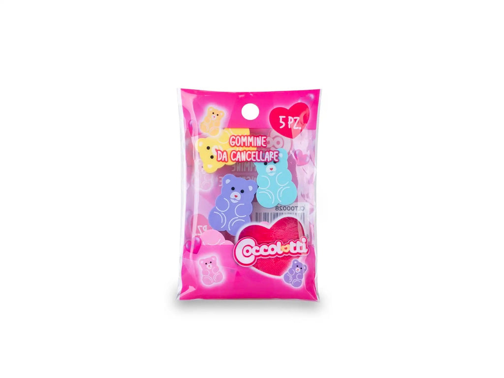 Bustina 5 mini gomme da cancellare Coccolotti- Colourbook