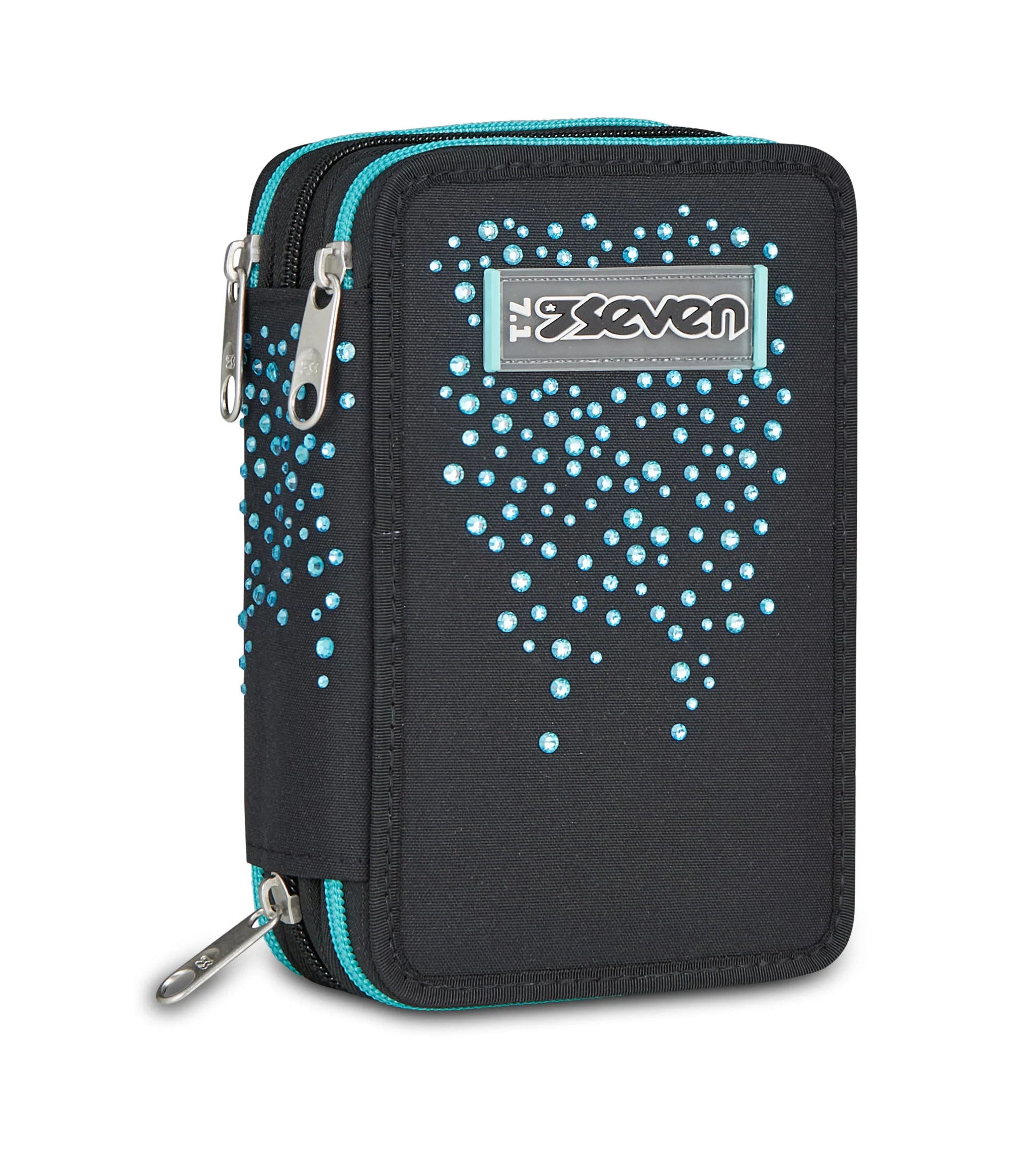 ASTUCCIO Seven® 3 ZIP NERO E AZZURRO- GLITZYCUTE