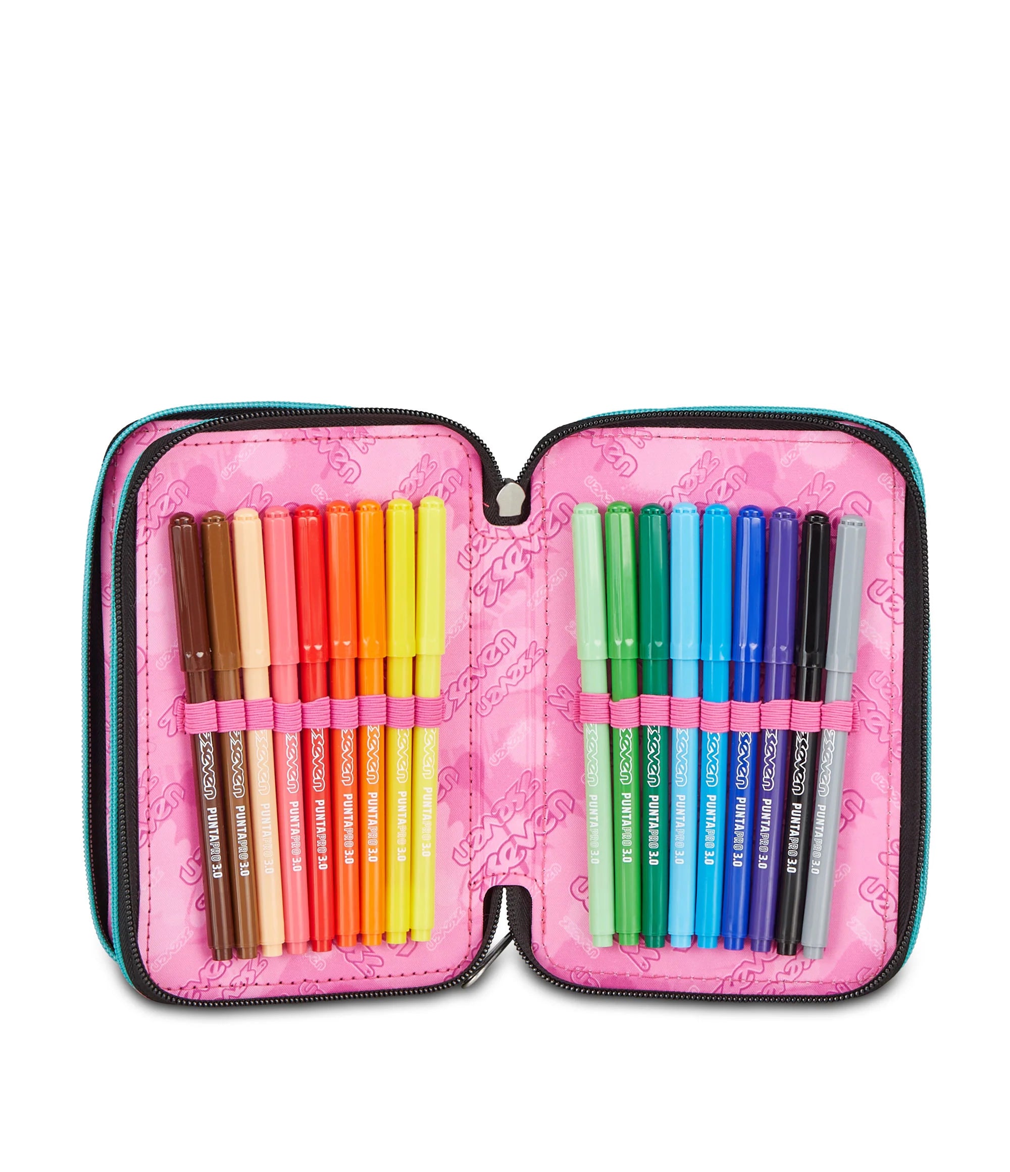 ASTUCCIO Seven® 3 ZIP NERO E AZZURRO- GLITZYCUTE
