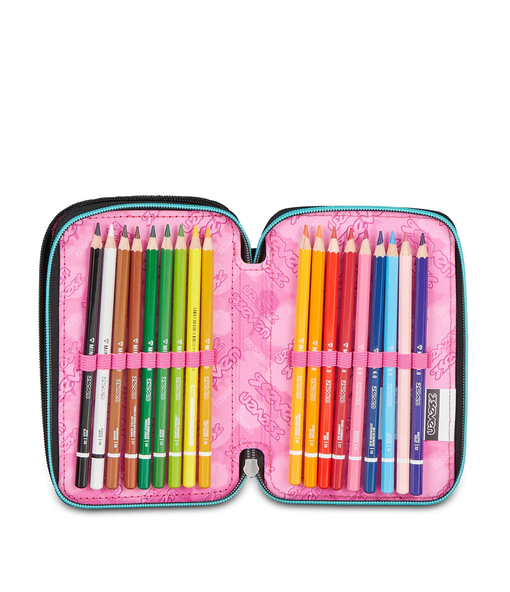 ASTUCCIO Seven® 3 ZIP NERO E AZZURRO- GLITZYCUTE