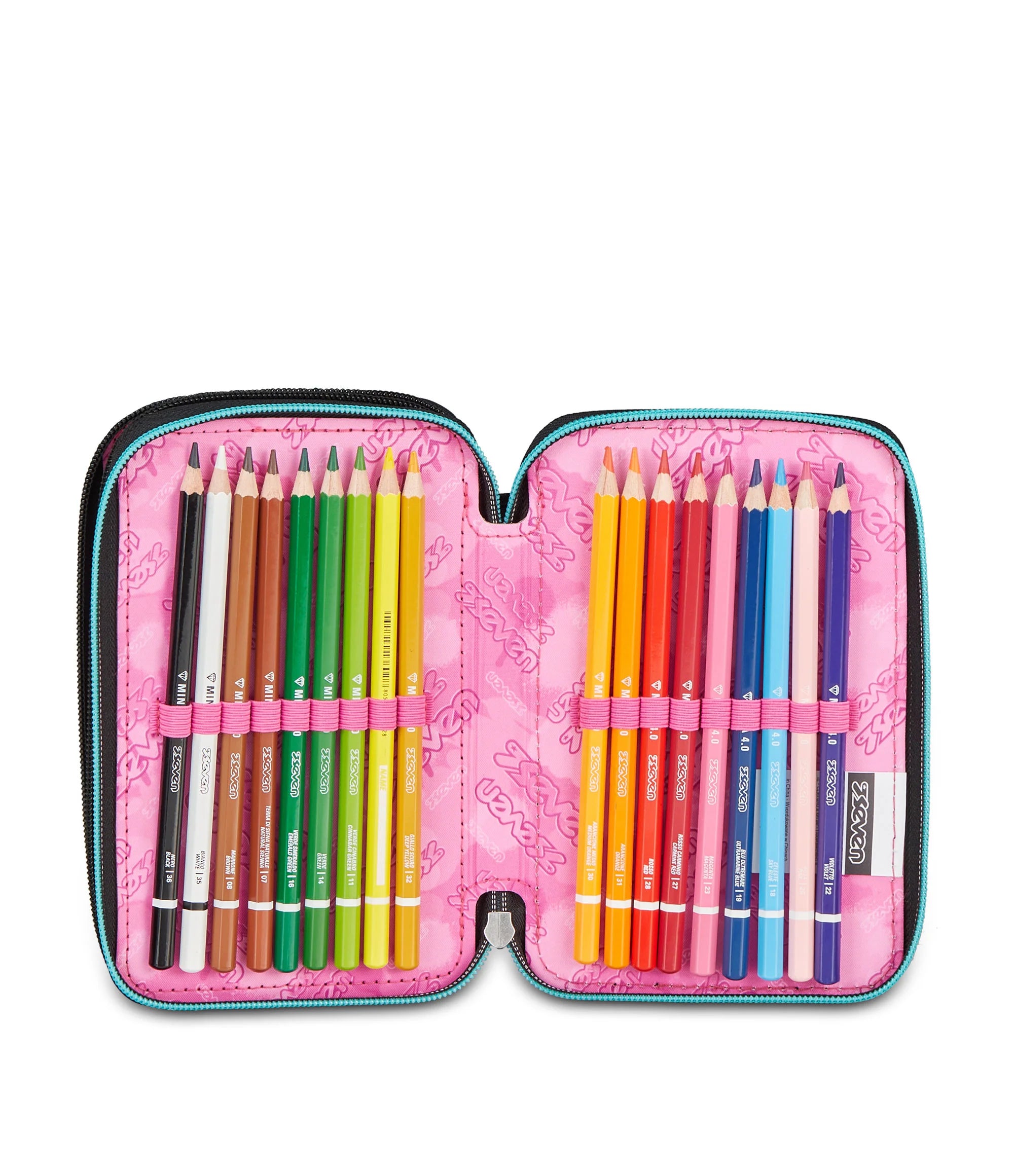 ASTUCCIO Seven® 3 ZIP NERO E AZZURRO- GLITZYCUTE