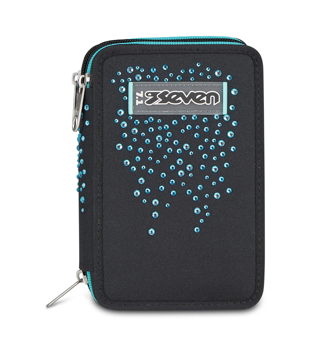 ASTUCCIO Seven® 3 ZIP NERO E AZZURRO- GLITZYCUTE