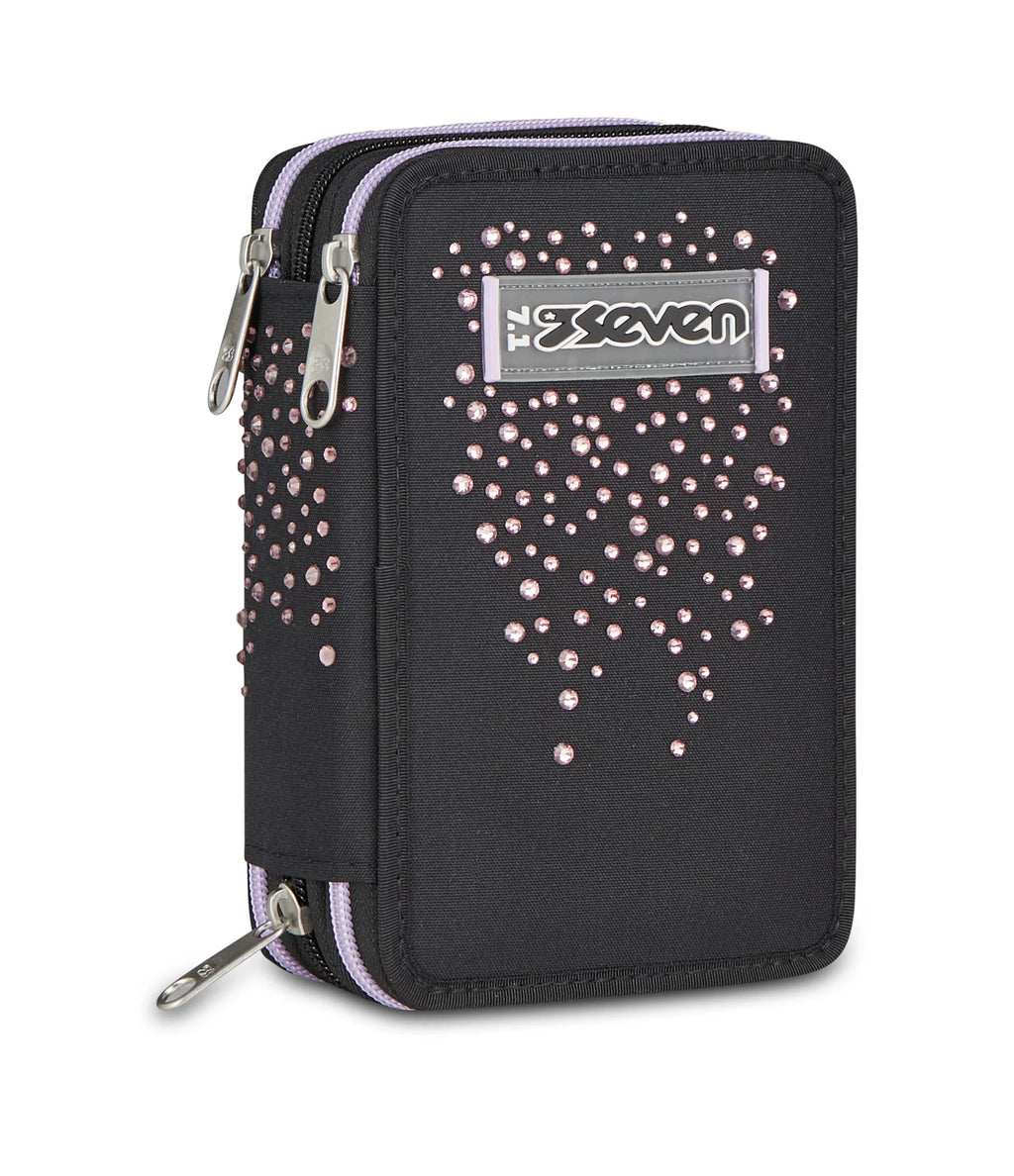 ASTUCCIO Seven® 3 ZIP NERO E ROSA - GLITZYCUTE