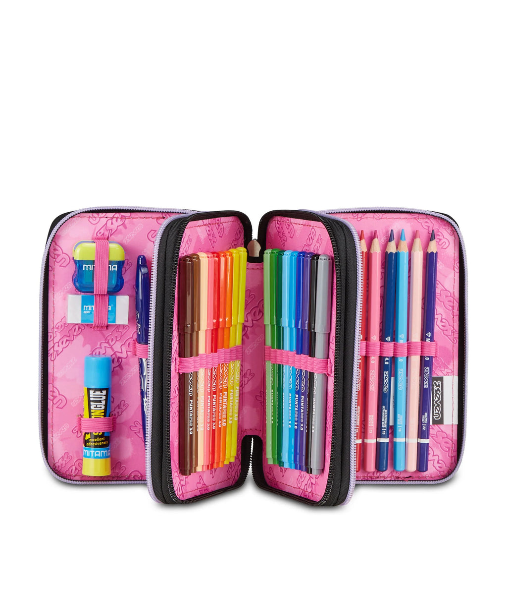 ASTUCCIO Seven® 3 ZIP NERO E ROSA - GLITZYCUTE