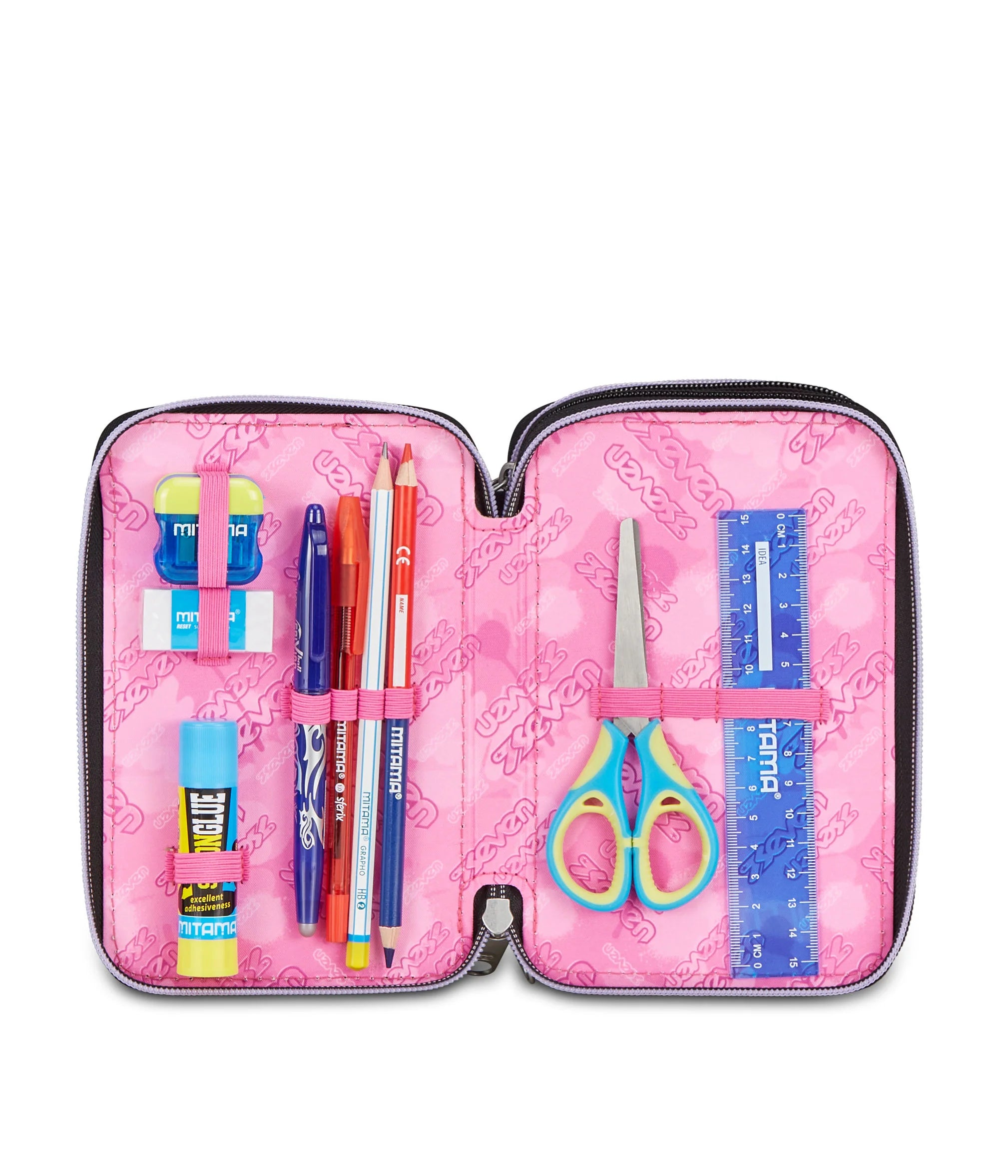 ASTUCCIO Seven® 3 ZIP NERO E ROSA - GLITZYCUTE