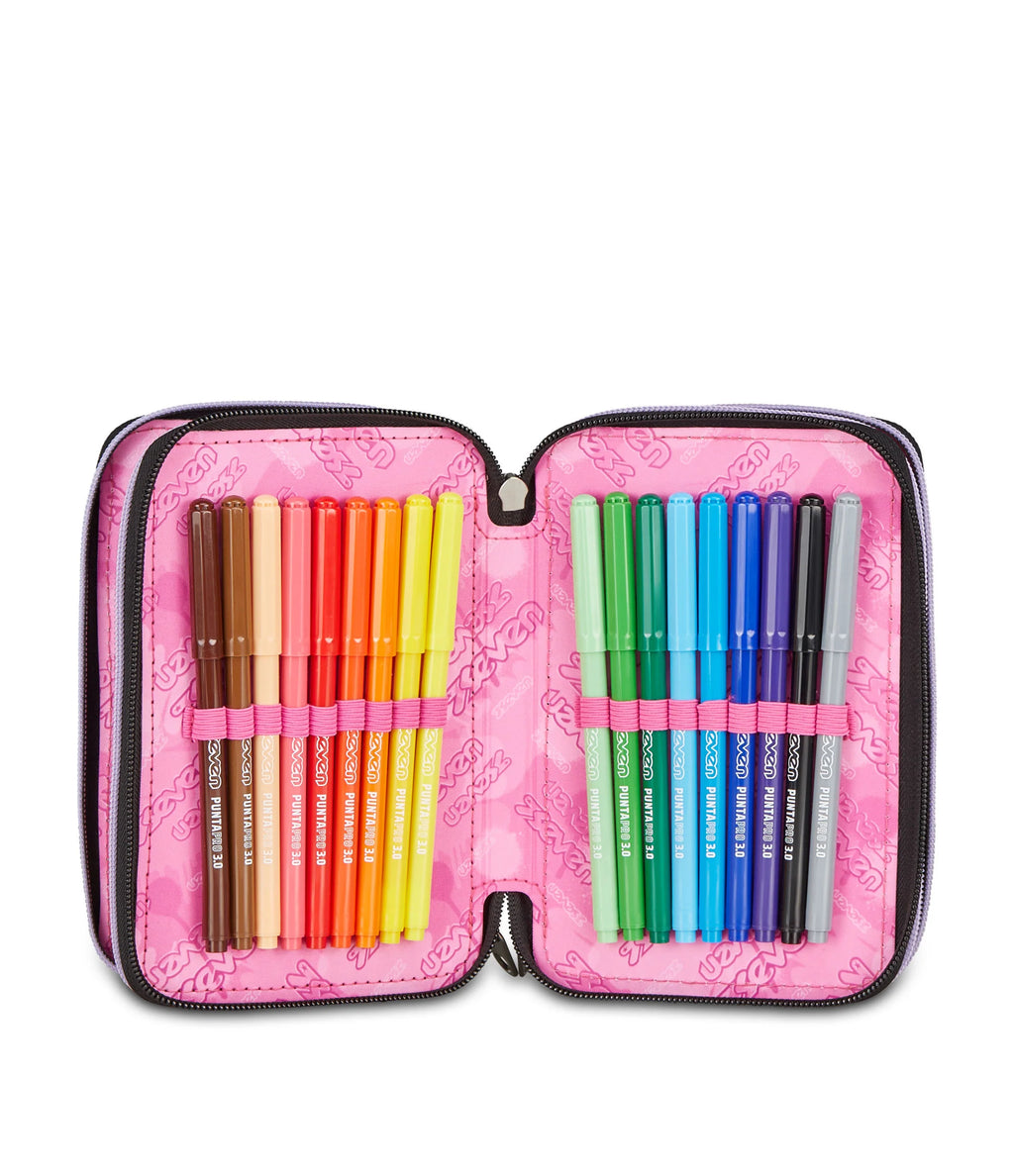 ASTUCCIO Seven® 3 ZIP NERO E ROSA - GLITZYCUTE