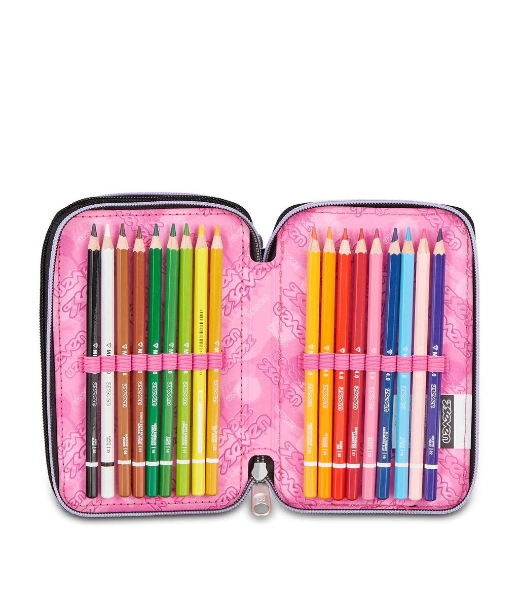 ASTUCCIO Seven® 3 ZIP NERO E ROSA - GLITZYCUTE