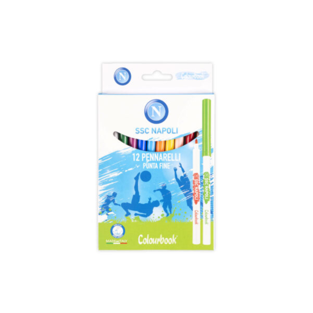 Pennarelli lavabili per bambini 12 colori SSC Napoli - Colourbook