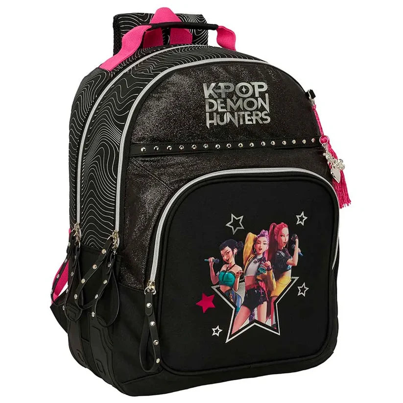 Zaino Scuola 3 zip K-Pop Demon Hunters Nero