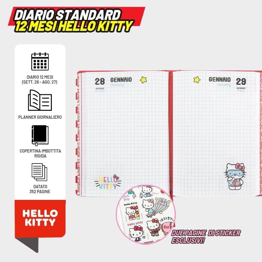 Diario Scuola 2026-2027 Ufficiale Hello Kitty