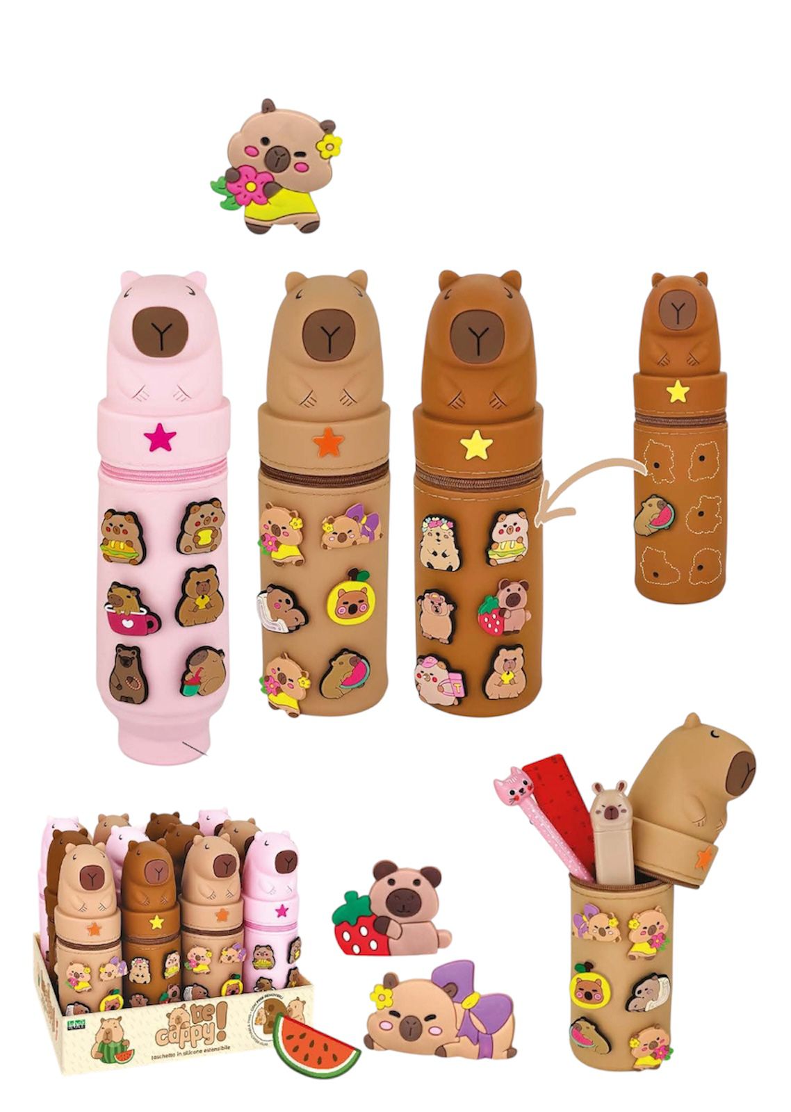 Astuccio in silicone con pins Capibara - Lebez