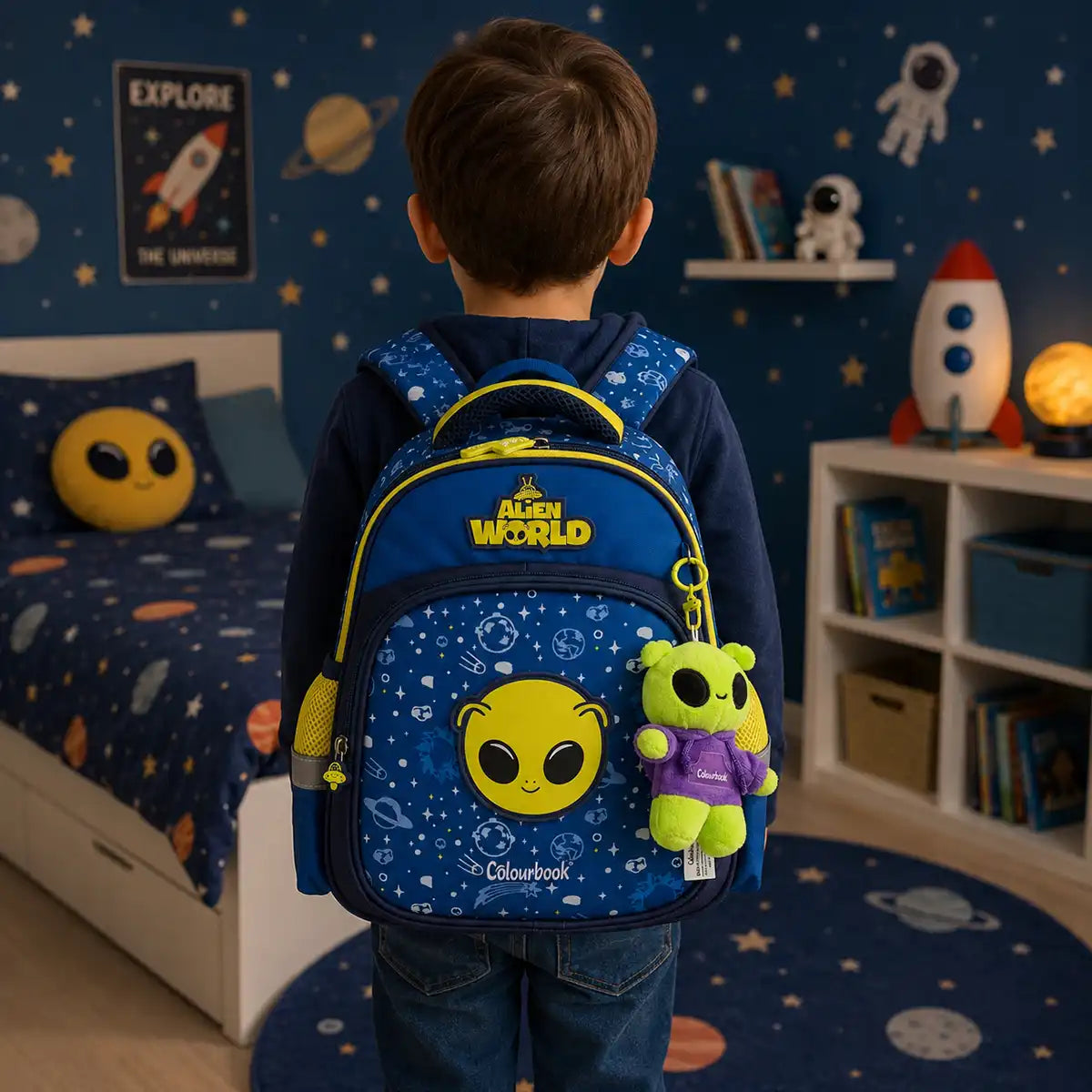 Zaino Asilo Alien World con peluche omaggio - Colourbook