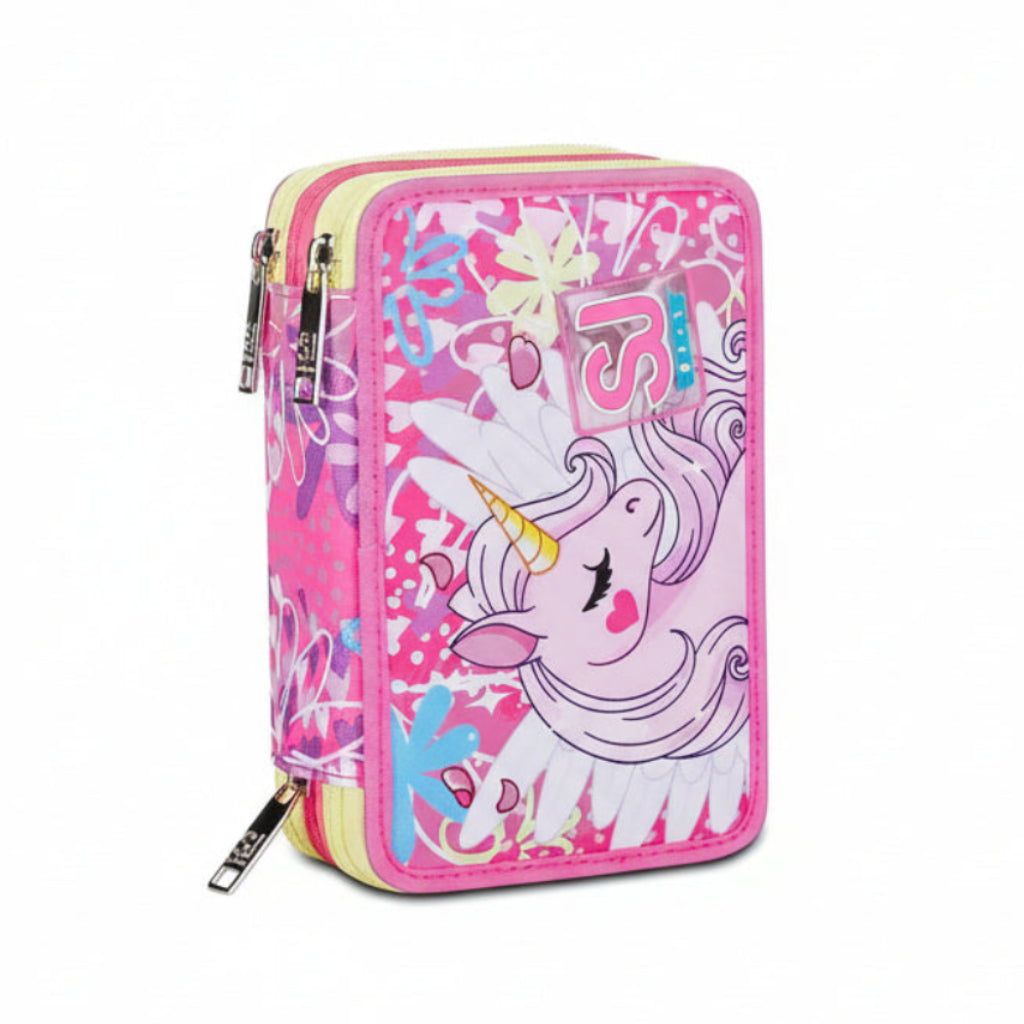 Astuccio Scuola 3 zip Unicornled SJ Seven