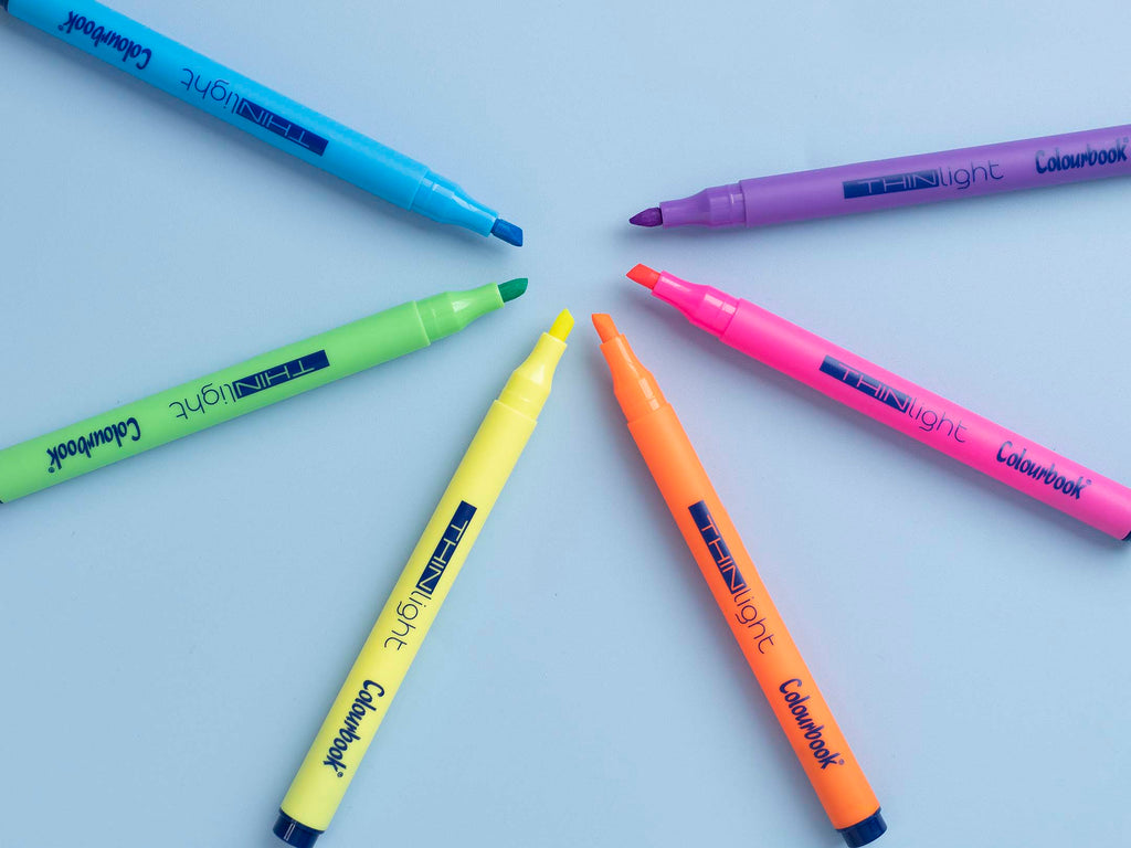Taschetta 6 evidenziatori fluo Thin Light - Colourbook