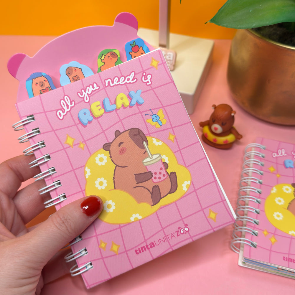 Mini blocchetto Capybara con spirale e orecchie  - Tinta unita