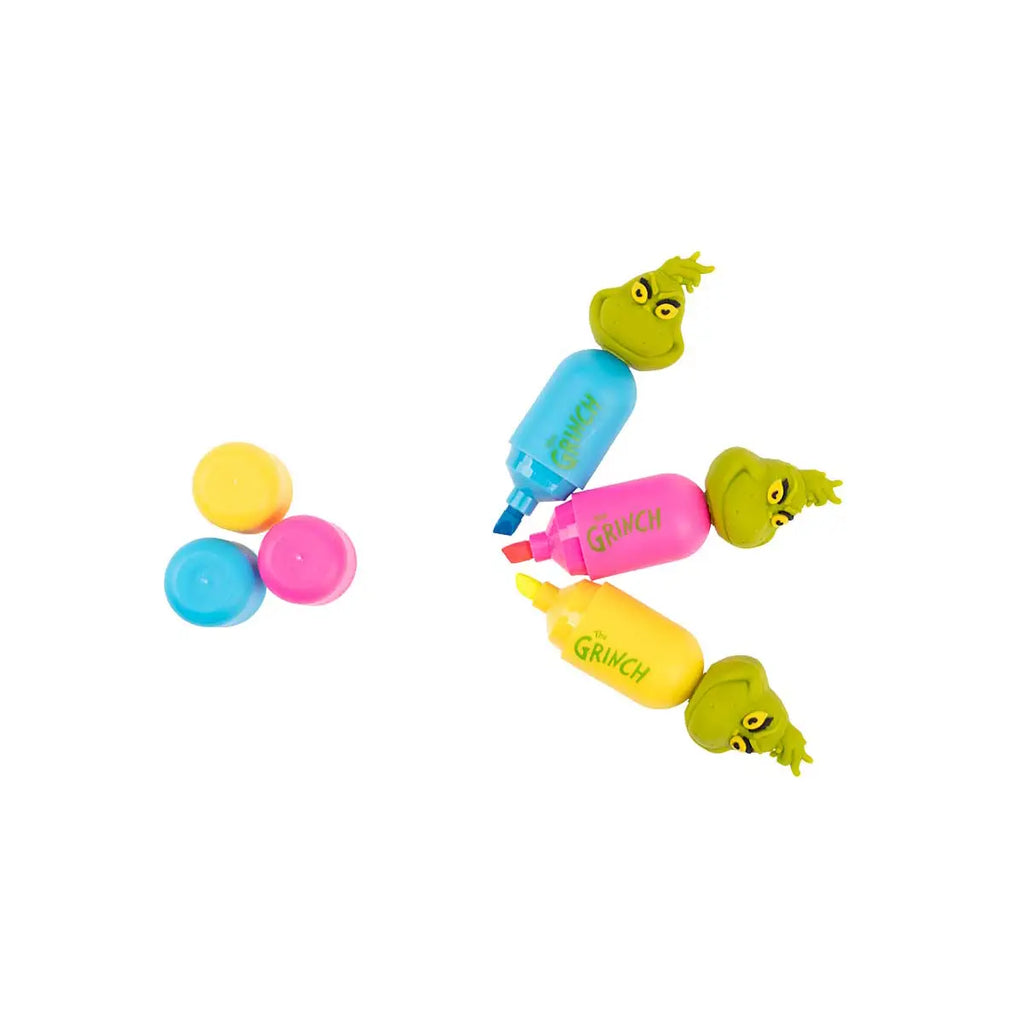 Set 3 evidenziatori The Grinch con Testa 3D – Tratto fluo