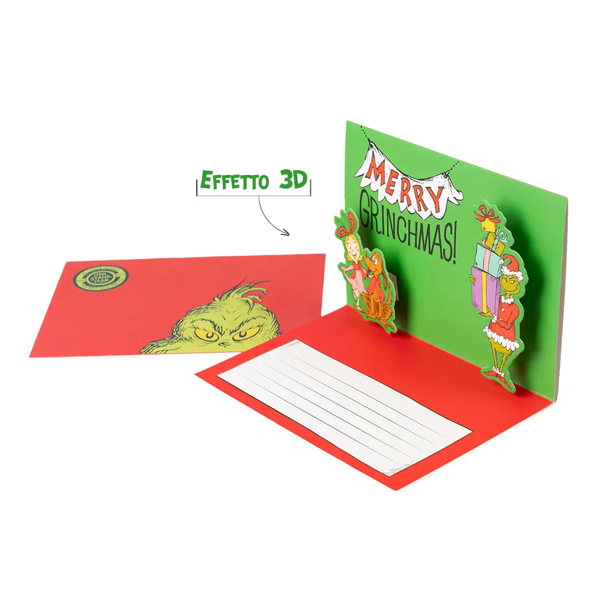 Biglietto d’auguri Pop-Up 3D The Grinch – 17x12cm – Merry Grinchmas