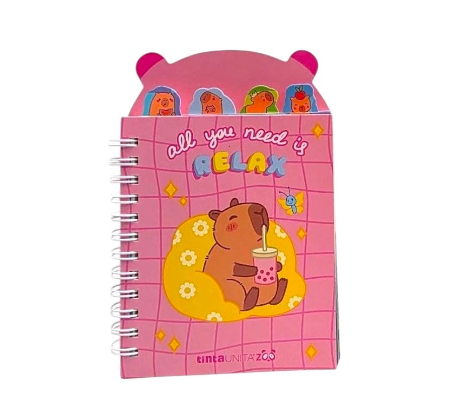 Mini blocchetto Capybara con spirale e orecchie  - Tinta unita