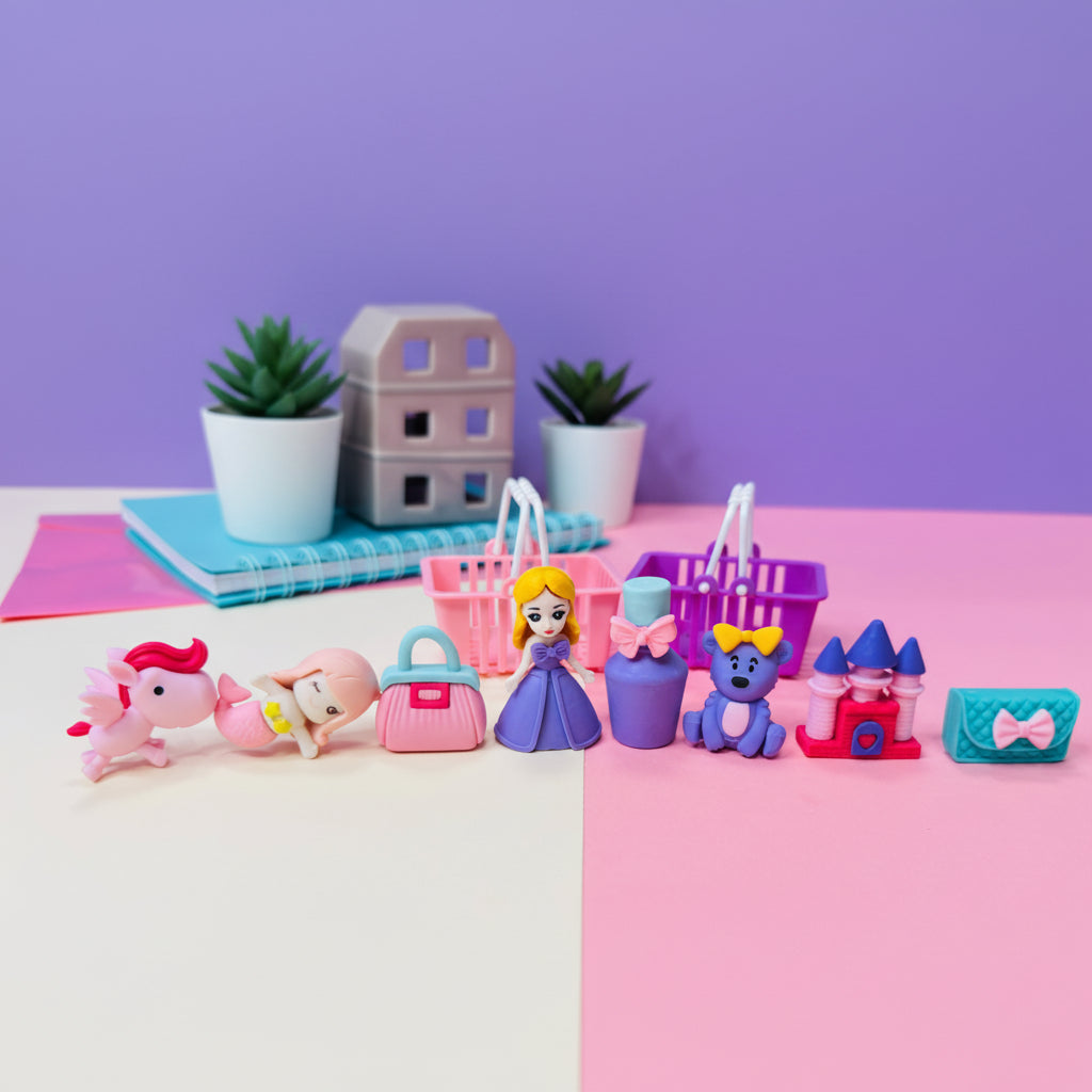 Set 5 gommine + Cestino Little Market tintaUNITA