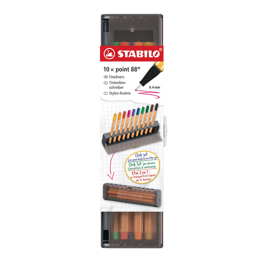 Fineliner STABILO point 88 Click set con 10 colori