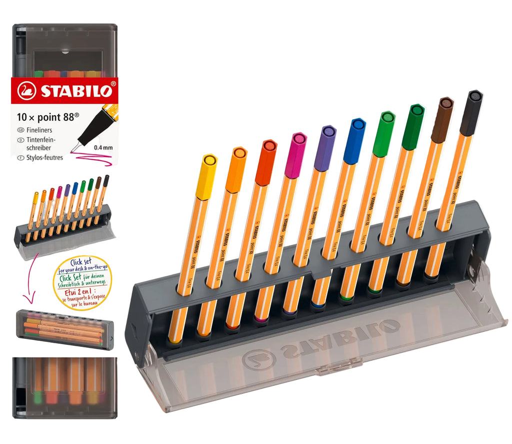 Fineliner STABILO point 88 Click set con 10 colori