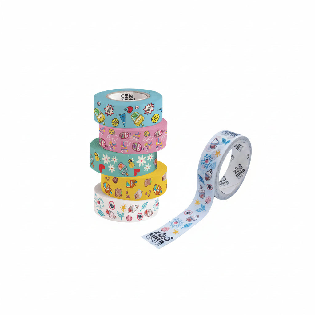 Set 5 Washi Tape - Tinta Unita Bubble Tea