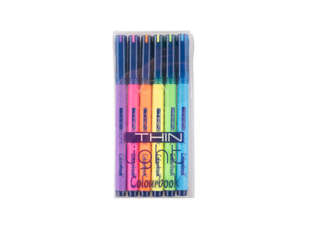 Taschetta 6 evidenziatori fluo Thin Light - Colourbook
