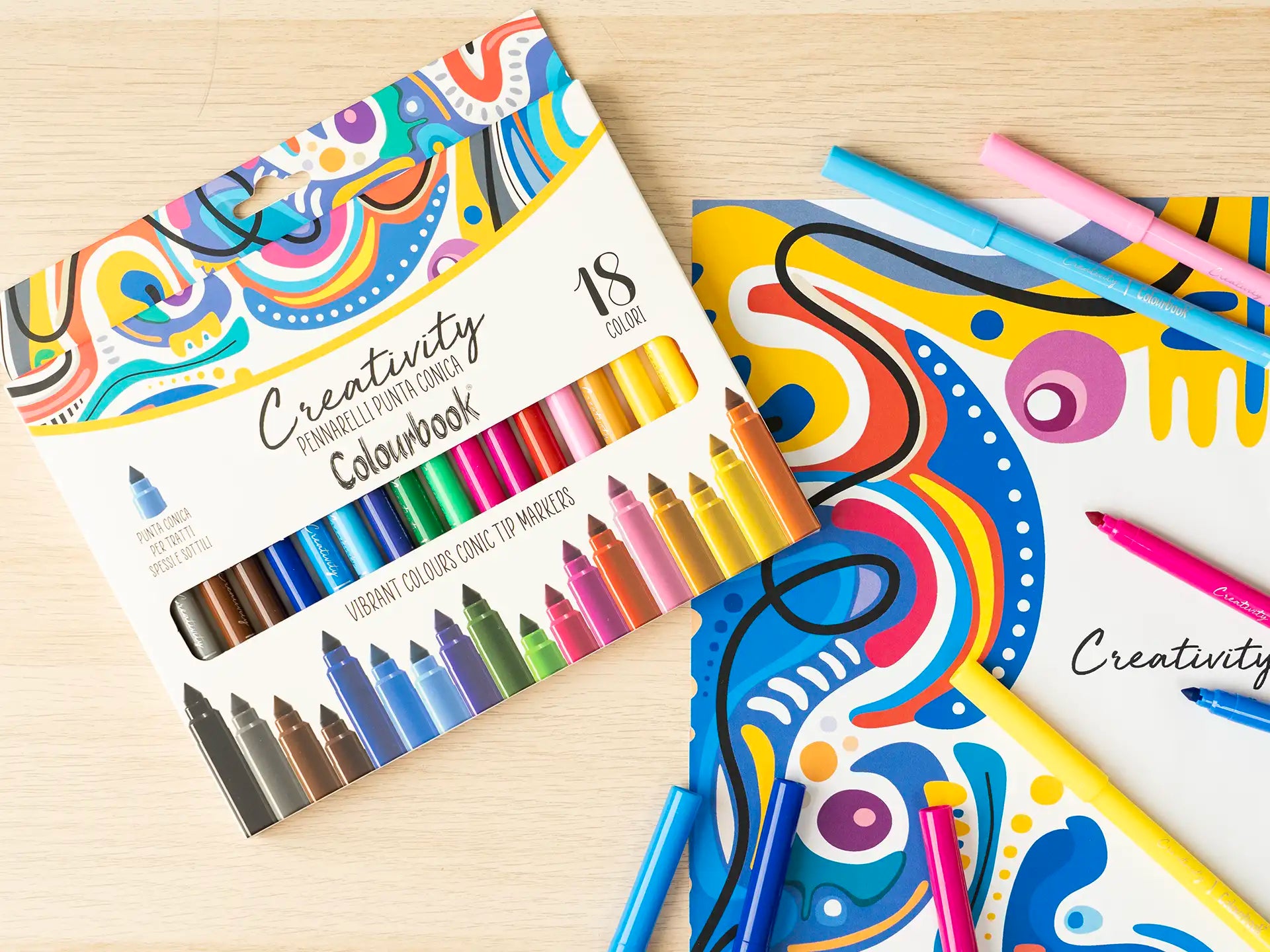 Confezione 18 pennarelli colorati Creativity - Colourbook