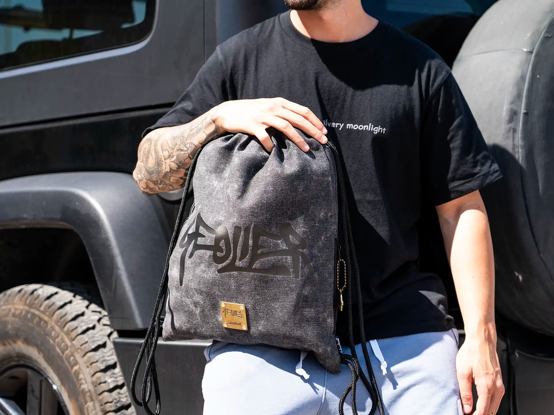 Sacca con coulisse Geolier Black Denim - Colourbook