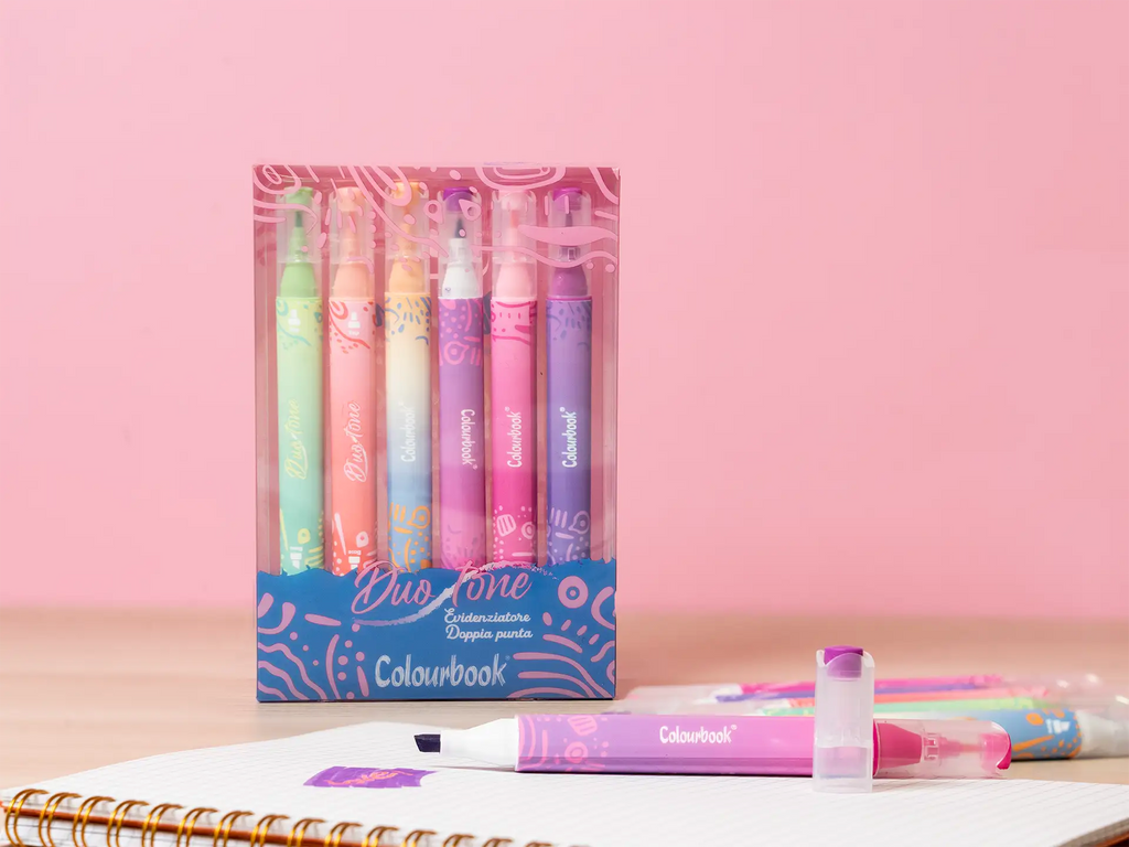 Set 6 evidenziatori doppia punta Duotone – Colourboook