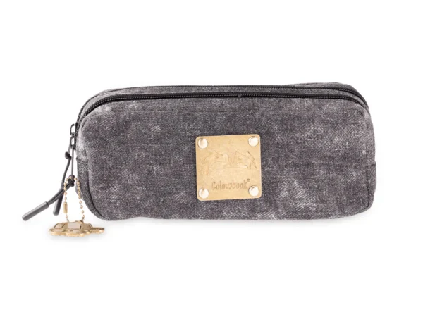 Astuccio due scomparti Black Denim Geolier - Colourbook