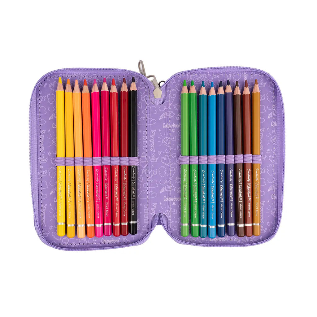 Astuccio 3 zip Glitter Completo - Colourbook