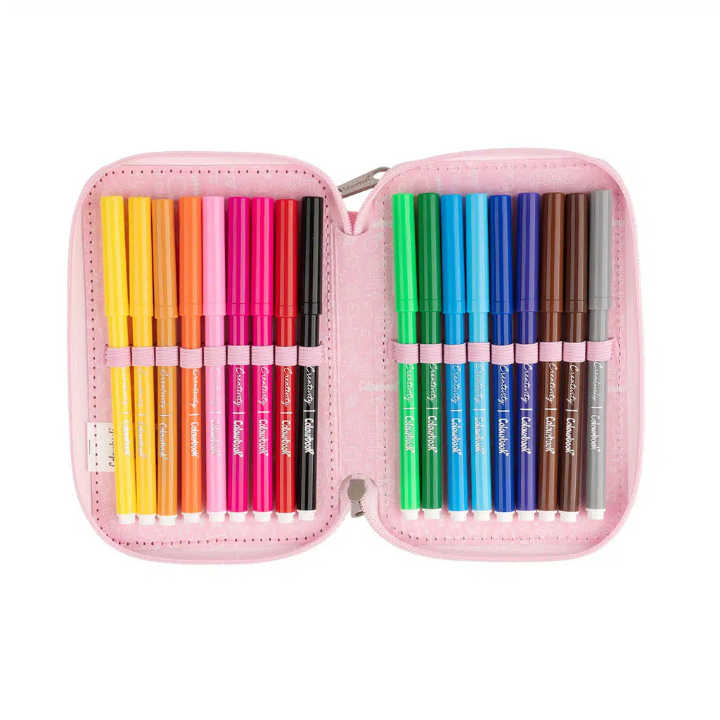 Astuccio 3 zip Glitter Completo - Colourbook