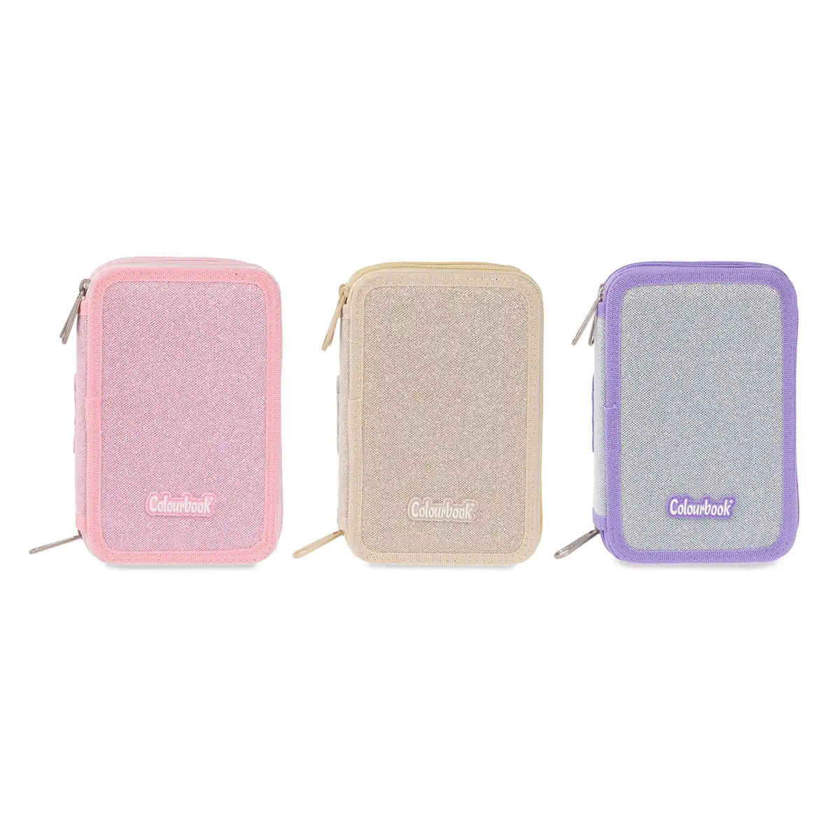 Astuccio 3 zip Glitter Completo - Colourbook