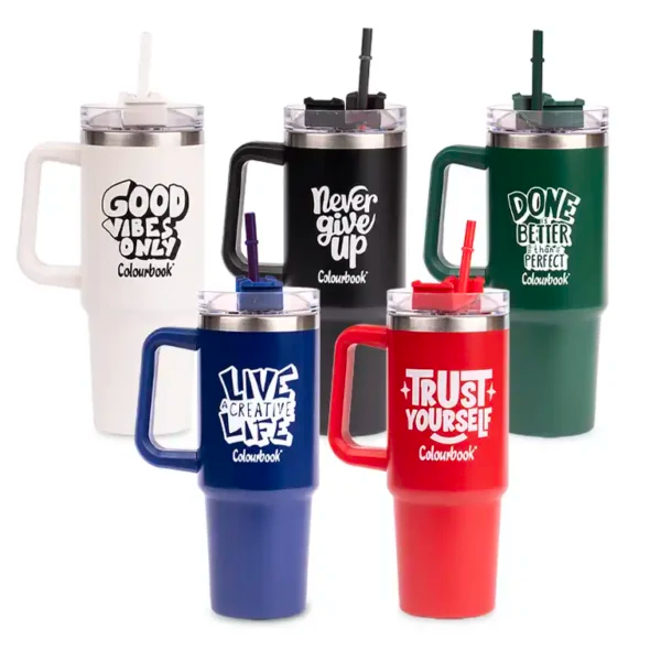 Borraccia termica con cannuccia 900ml Colour Slurp - Colourbook