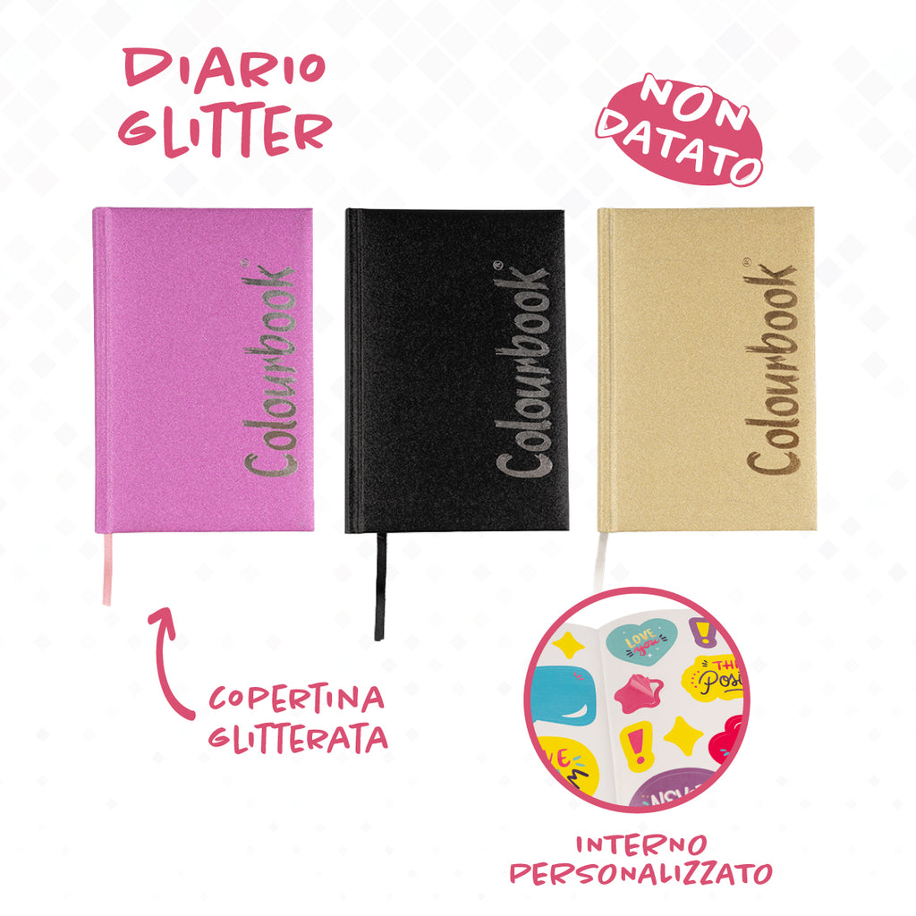 Diario scolastico Glitter 2026-27 non datato - Colourbook
