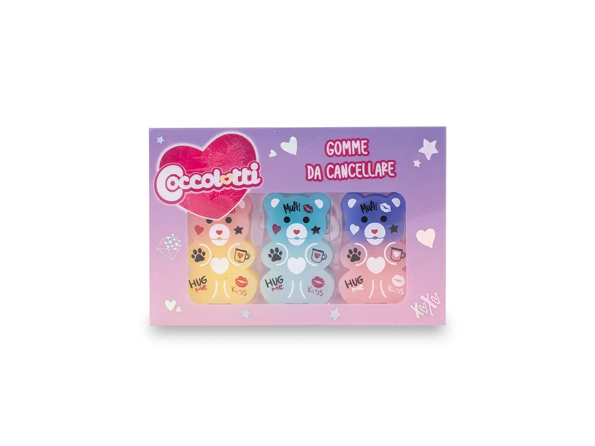 Set 3 gomme da cancellare Coccolotti Love&Tell - Colourbook