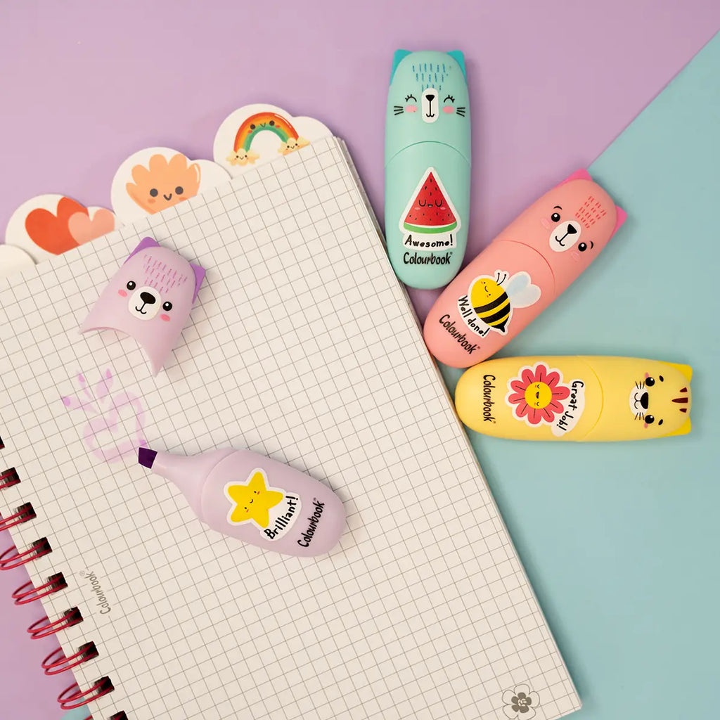 Set 4 mini evidenziatori Wild&Cute - Colourbook