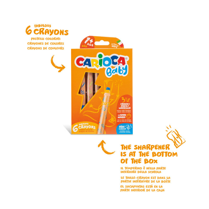 CARIOCA Baby Crayons Pastelloni 3 in 1 + Temperino