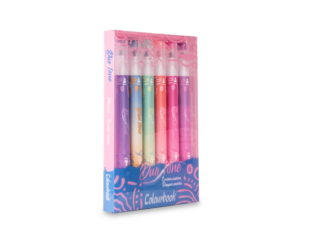 Set 6 evidenziatori doppia punta Duotone – Colourboook