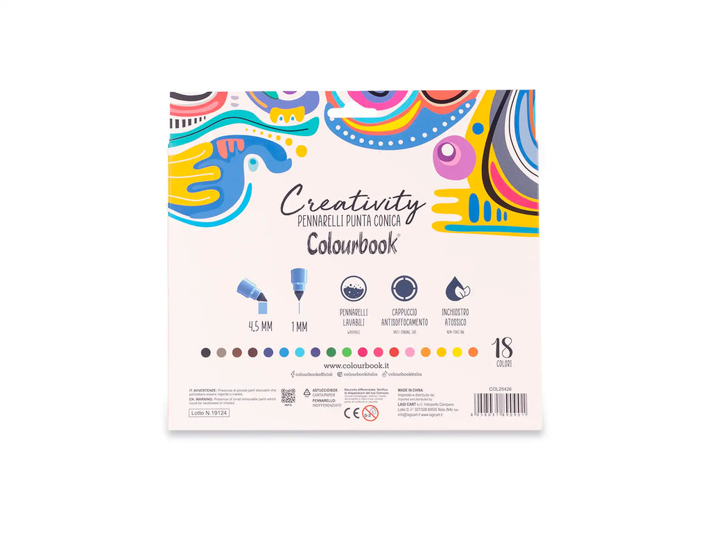 Confezione 18 pennarelli colorati Creativity - Colourbook