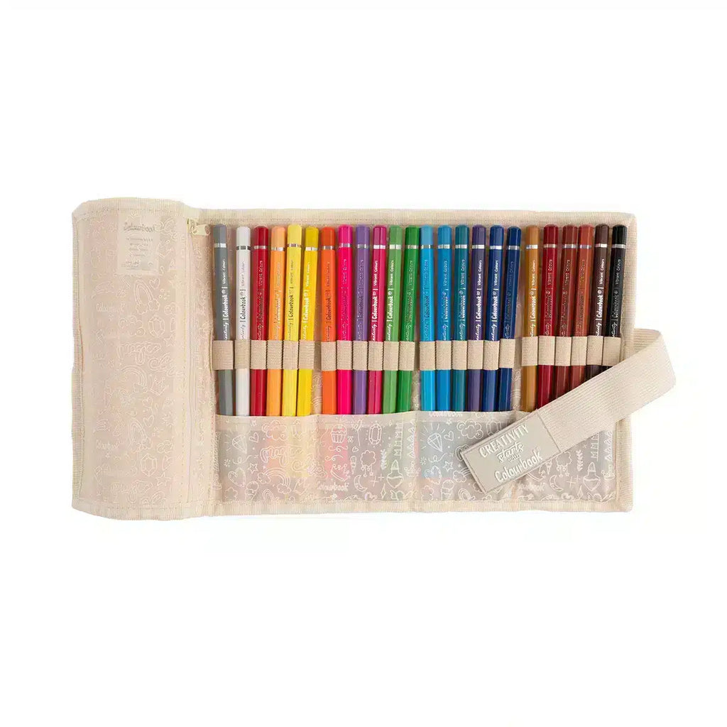 Rotolo portapastelli Glitter – 24 matite colorate Creativity Starts with Colourbook