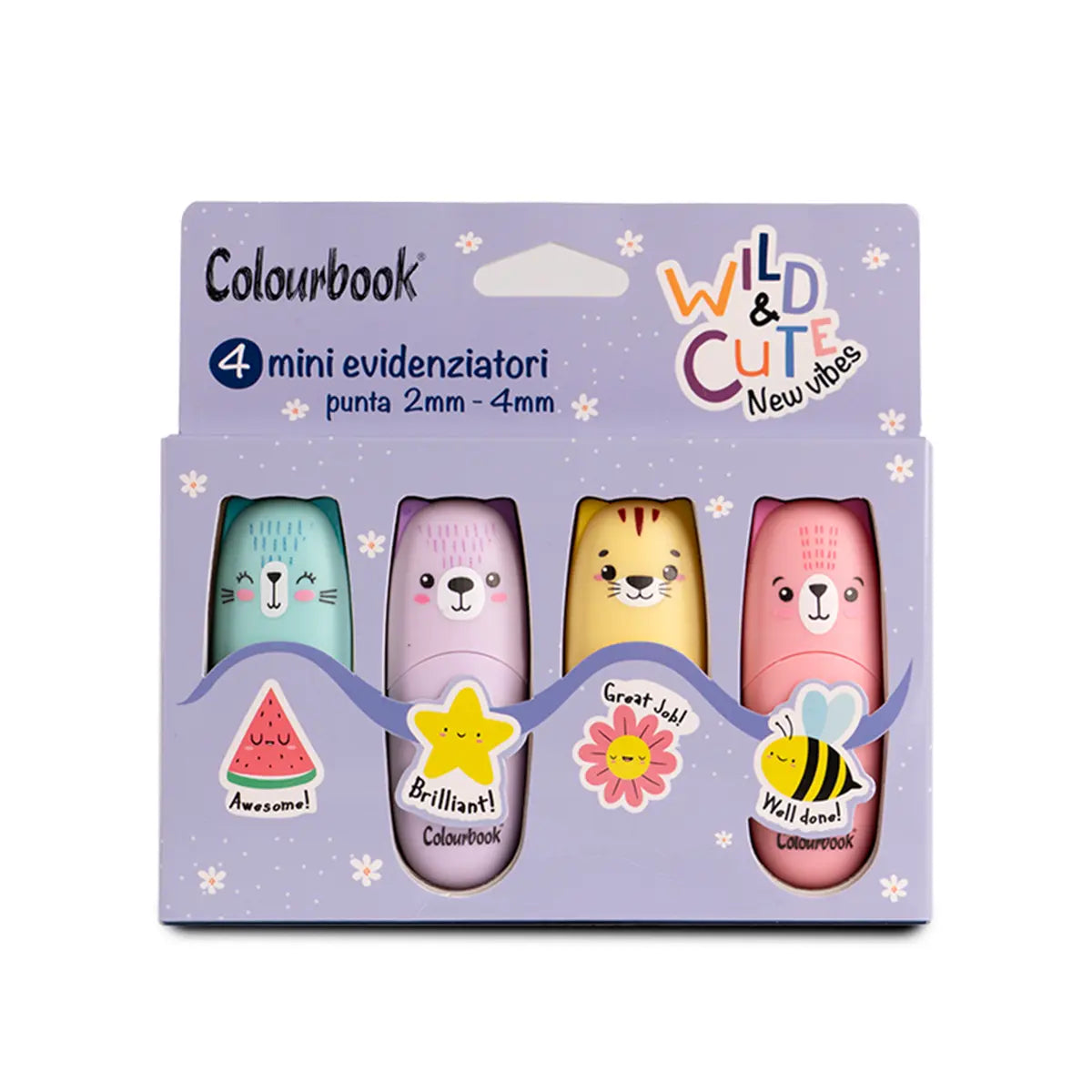 Set 4 mini evidenziatori Wild&Cute - Colourbook